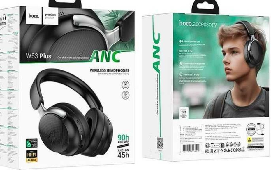 Навушники повнорозмірні бездротові шумоприглушення ANC HOCO W53 Plus. Харків - фото 1