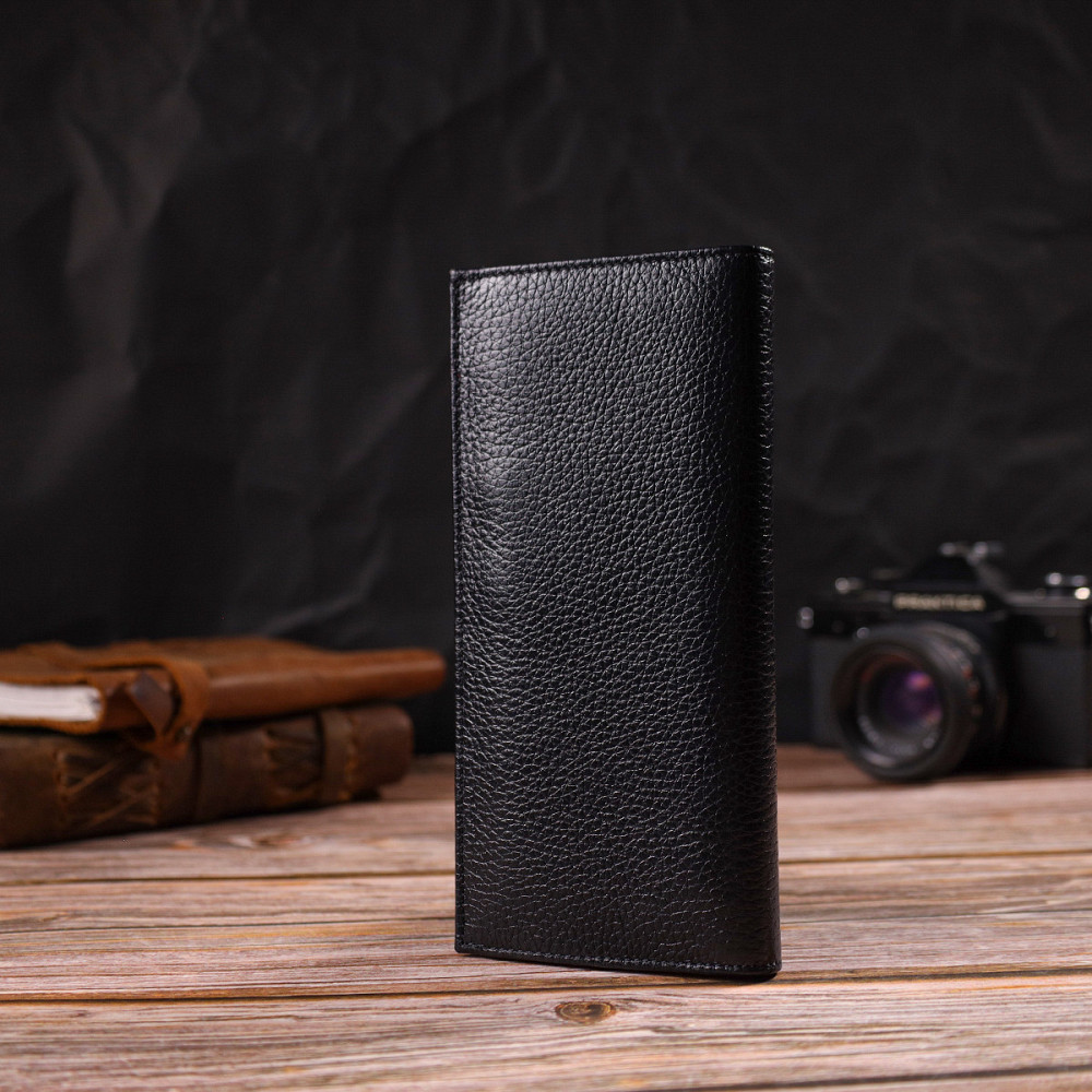 Вертикальний гаманець унісекс із натуральної шкіри CANPELLINI 21897 Чорний Київ - фото 9