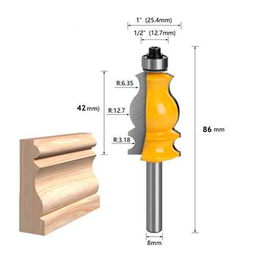 Фреза кромочна фігурна з підшипником для плінтуса деревообробка хвостовик 8мм Київ
