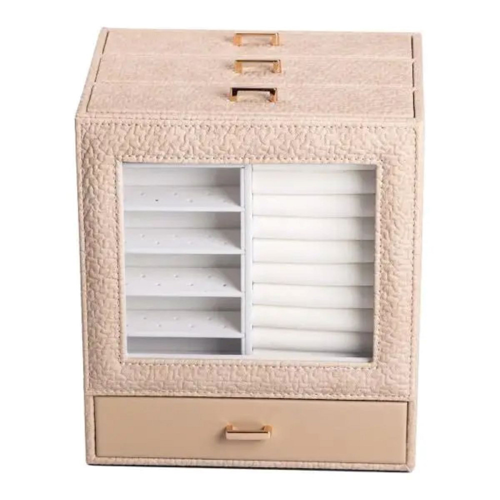 Скринька для прикрас з еко шкіри 3 яруси органайзер для ювелірних виробів HP-5-16CR Коломия - фото 1