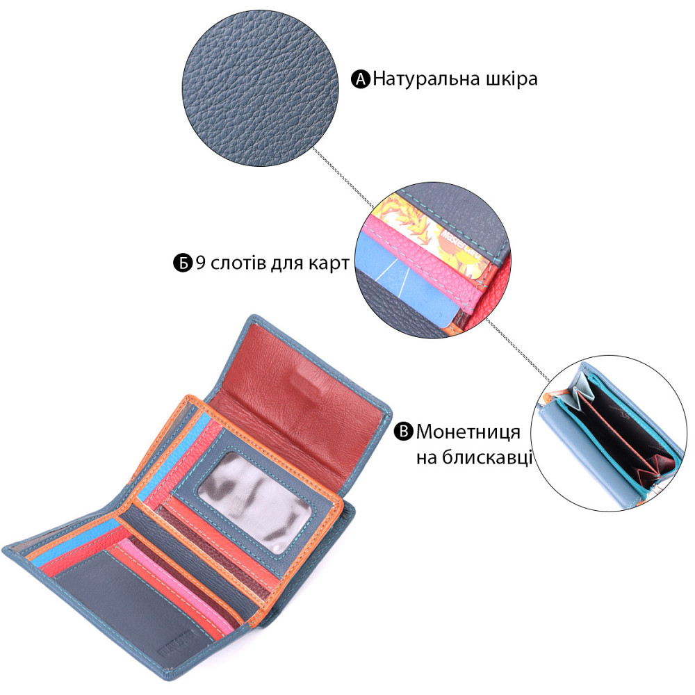Цікавий гаманець для жінок із натуральної шкіри Бірюзовий (ST Leather) Київ - фото 8