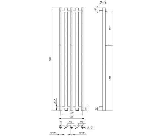 Водяна рушникосушарка Mario Бітуб 1500x360/320 Київ