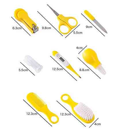 Набор для новорожденных, маникюрный 8 предметов : расческа, ножницы,кусачки,пилочка,пипетка для детей,жёлтый Каменец-Подольский