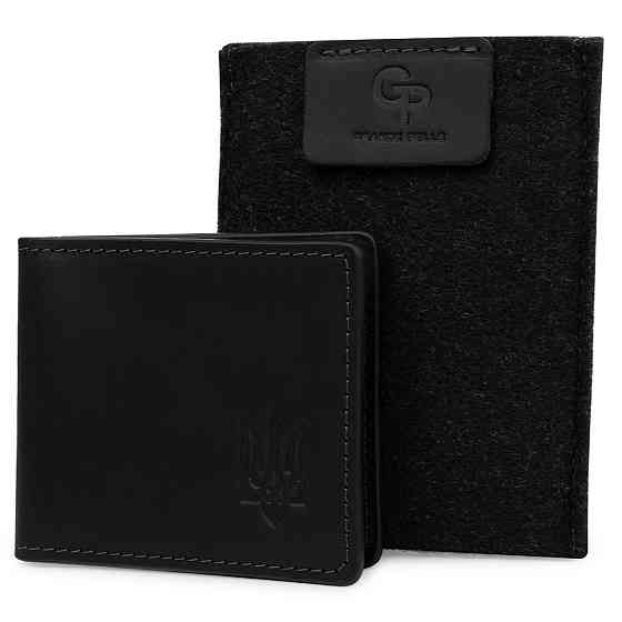 Шкіряна матова обкладинка для посвідчення GRANDE PELLE 11525 Чорний Київ