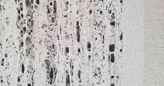 Шпалери вінілові на флізеліні Marburg Travertino 1.06х10 абстракція смужки точки під кору дерева чорні сірі Київ