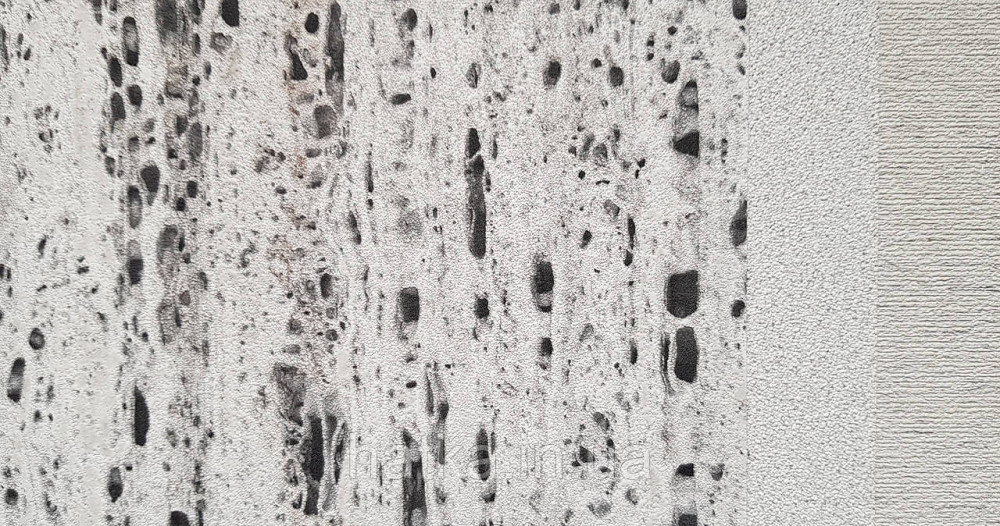 Шпалери вінілові на флізеліні Marburg Travertino 1.06х10 абстракція смужки точки під кору дерева чорні сірі Київ - фото 3