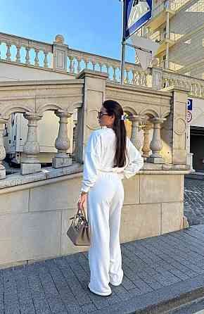 Женский прогулочный костюм двойка: кофта и штаны турецкая тринитка петля Молочный, 46/48 Одесса