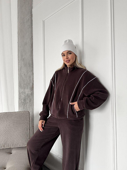 Стильний жіночий теплий флісовий костюм-двійка Шоколад, 42/44 Одеса - фото 4
