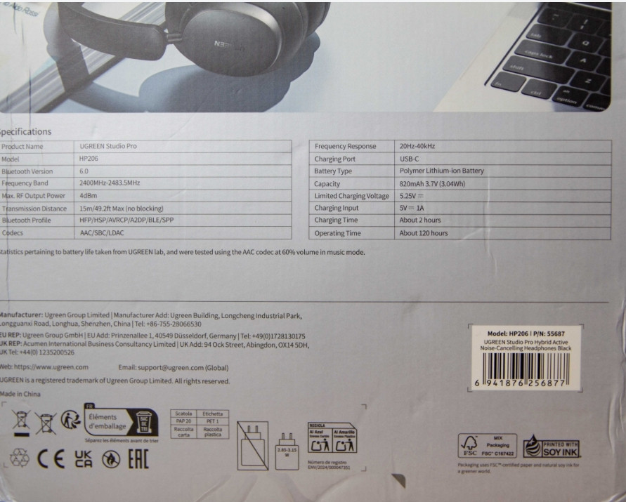 ЧОТИРІ ДРАЙВЕРА! Навушники UGREEN Studio Pro|LDAC ANC BT6.0 120h. Киев - изображение 6