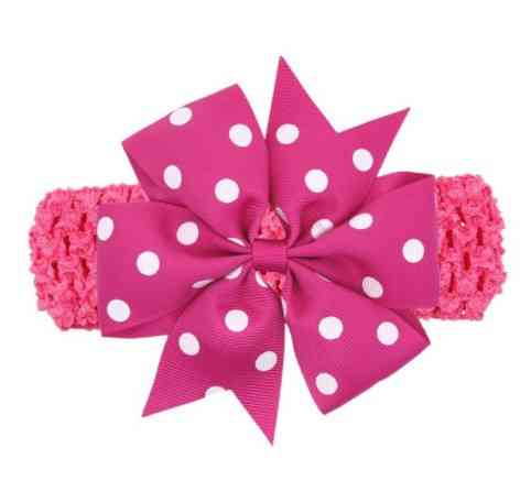 Детская малиновая повязка с бантом в горох для детей - размер универсальный (на резинке), бант 11см Киев