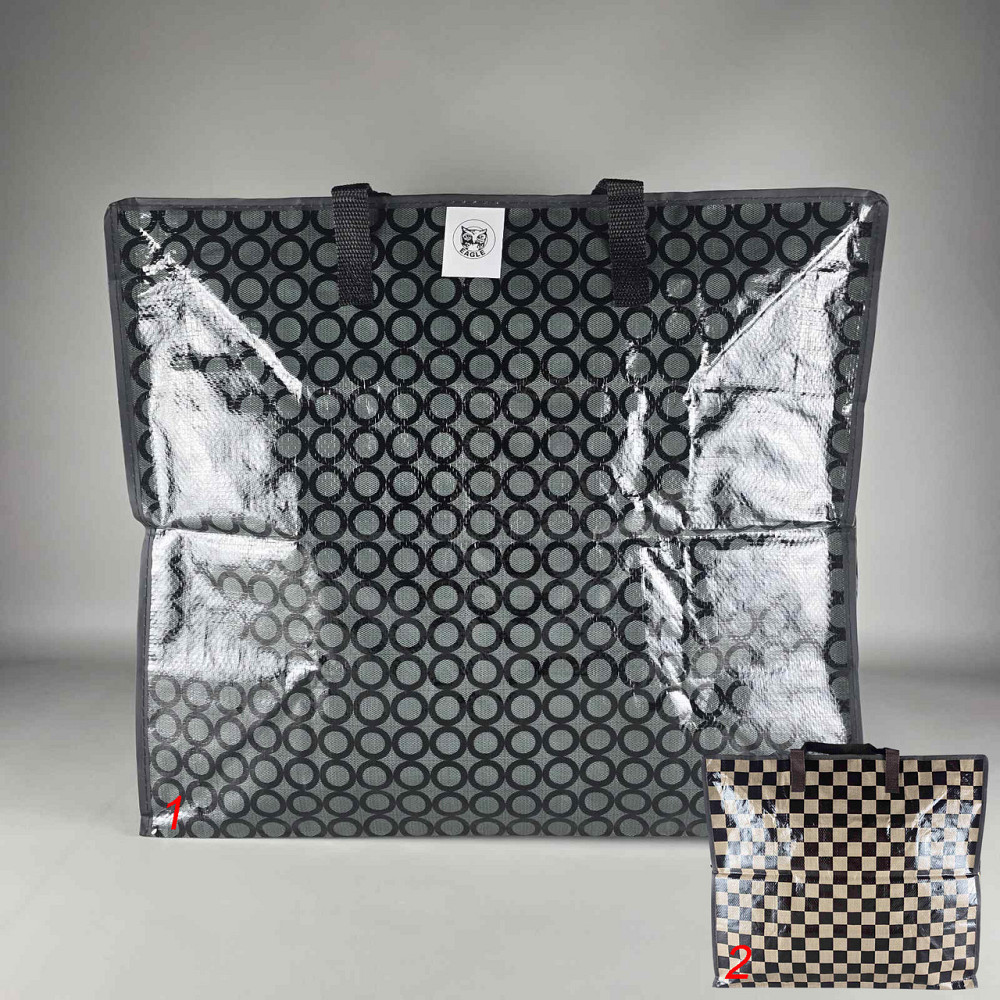 Сумка хозяйственная на змейке на змейке , полипропиленовая,  с цветным рисунком  №4 Шахматы+круги (54x46x25) (1 шт) Харьков - изображение 5