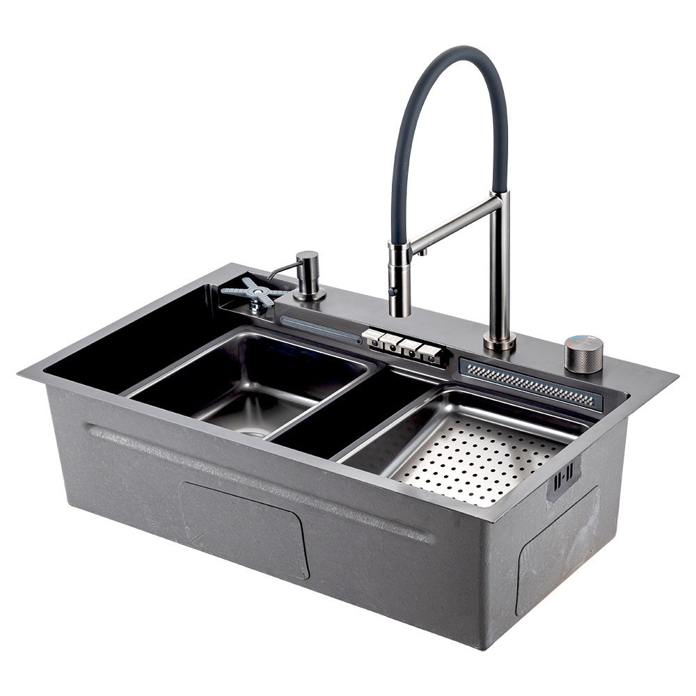 Кухонная мойка GAPPO GS 7547-19 PROFI 750*470 в комплекте со смесителем (3.0/0.8 мм) оружейная сталь Киев - изображение 1