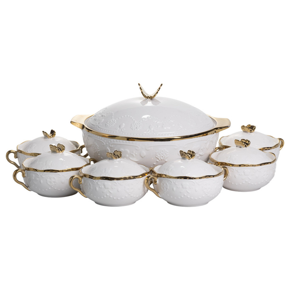 Yiwu Суповий сервіз на 6 осіб супниця 3 (л) з бульйонницями 300 (мл) тарілки для супу SPW-16 Коломия - фото 2