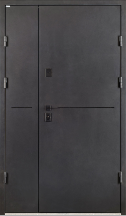 Двері вхідні з терморозривом Бастіон РУБІКОН Класік 1 RAL 9005 / ПВХ Біле дерево 1200х2050 мм Київ