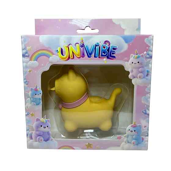 Стимулятор клітора з язичком UNIVIBE Котик, 10 режимів, жовтий Sex Aura Київ