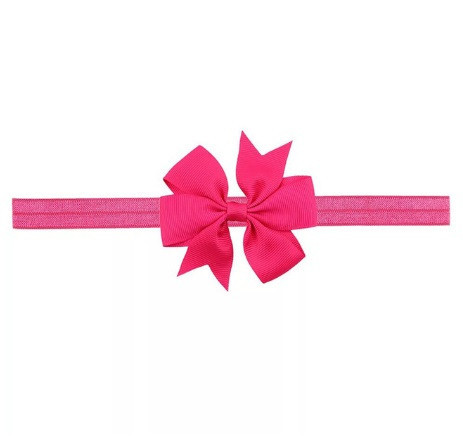 Дитяча пов'язка малинова - на гумці, окружність від 30см до 48см, бант 9см Київ - фото 1