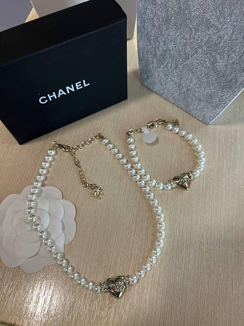 Чокер і браслет Шанель / Chanel комплект прикрас — підвіска та браслет із перлів Одеса - фото 5
