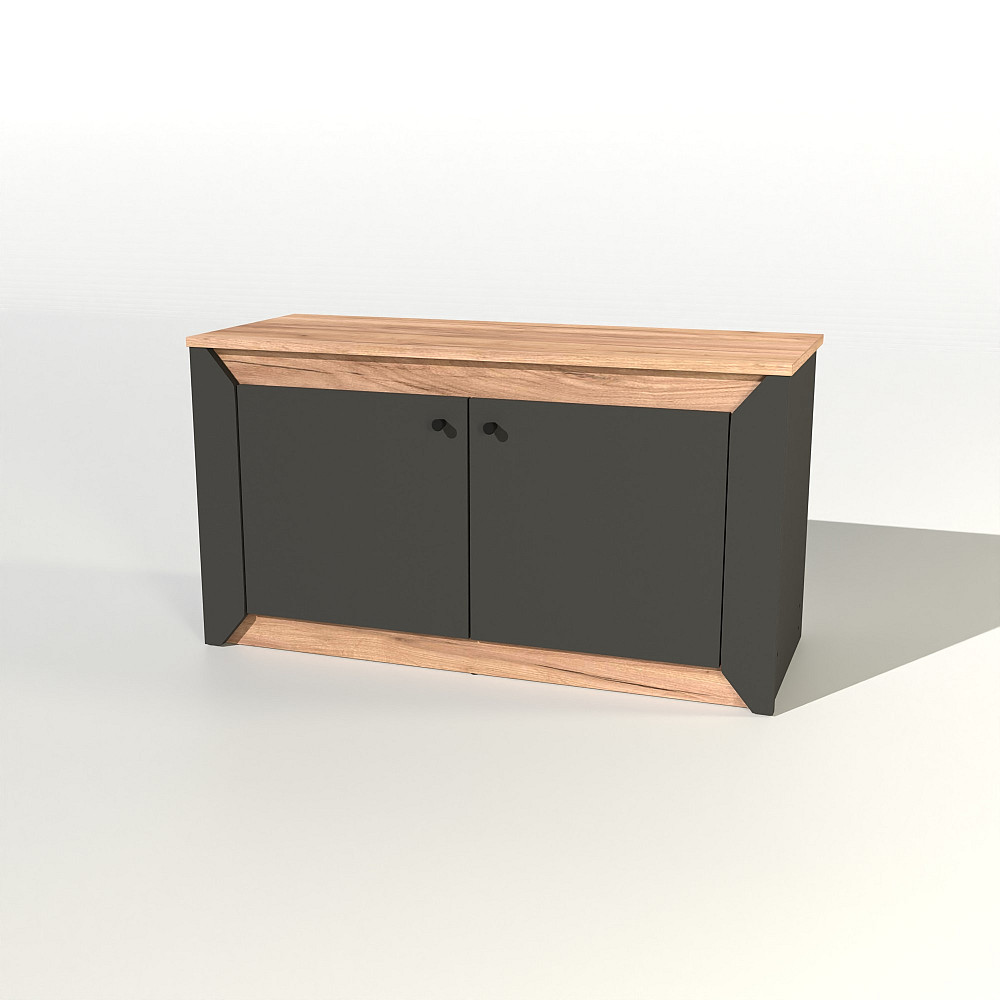 Тумба 2-х дверная закритая Эверест Нордик-980 98х38х53 см Графит + Дуб крафт золотой (DTM-5526) Львов - изображение 2