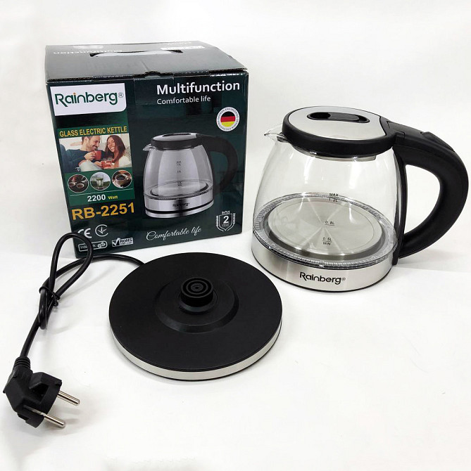 Электронный чайник для дома, Стеклянные электрические чайники с подсветкой, Премиум электрочайник PC-87 Львов - изображение 14