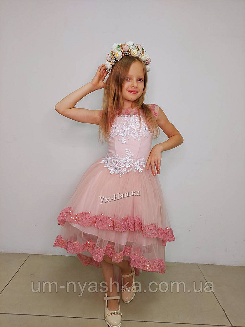 Дитяча сукня видовжене ззаду Синя 122-134 Кривий Ріг - фото 4