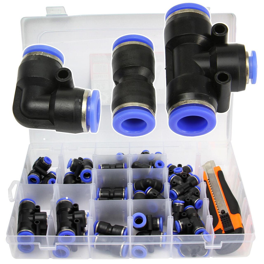 Набор разных быстросоединителей пневматических 4-12 мм 52 шт в кейсе Mar-Pol (M66572) Нововолынск - изображение 1