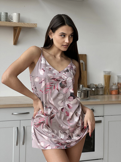 Шелковая ночная рубашка Бежевый M/L Харьков - изображение 3