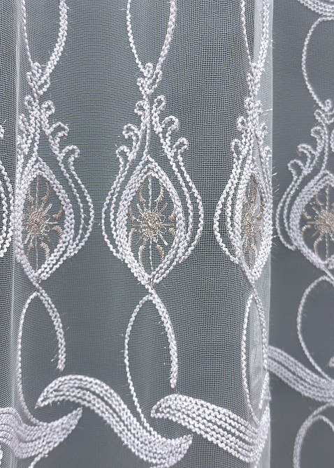 Тюль фатин с вышивкой и люрексом цвет белый с пудровым 1567т Киев - изображение 4