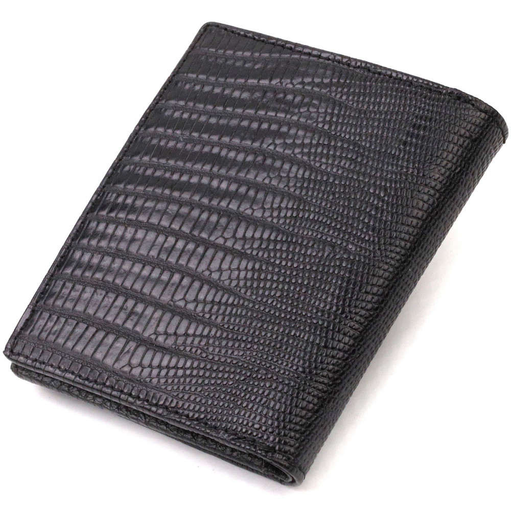 Шкіряне компактне портмоне для чоловіків з тисненням CANPELLINI 21739 Чорне Київ - фото 8