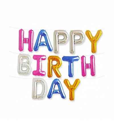 Фольговані надувні повітряні кулі літери гірлянда Happy Birthday висота 40 см Київ