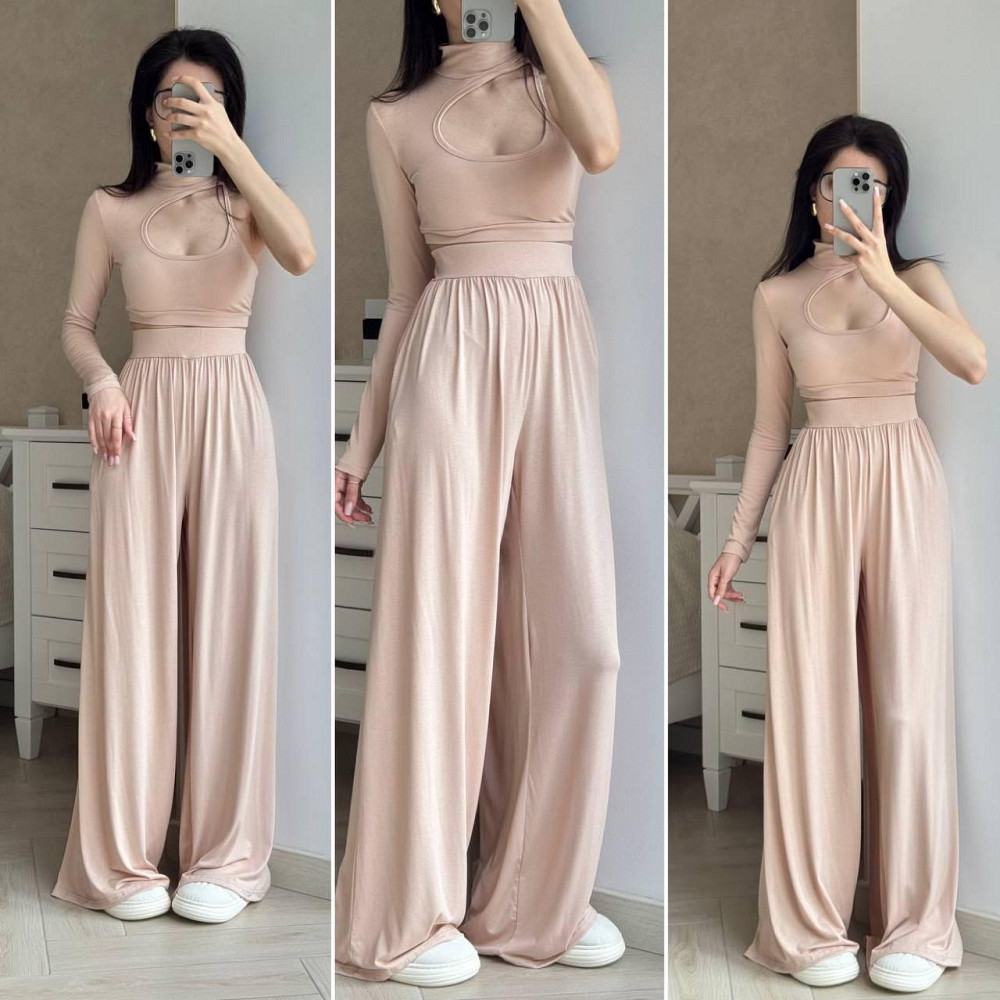 Жіночий стильний костюм двійка: топ на одне плече і штани турецька віскоза Одеса - фото 1