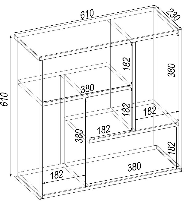 Полиця навісна П-3, Антрацит, 610/230/610 Львів - фото 3