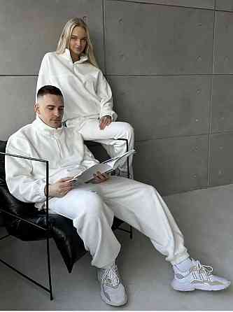 Стильний жіночий теплий костюм двосторонній щільний фліс Молочний, 42/44 Одеса