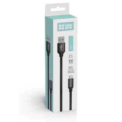 Дата кабель USB 2.0 AM to Type-C 1.0m 2.1А black ColorWay (CW-CBUC003-BK) Вінниця