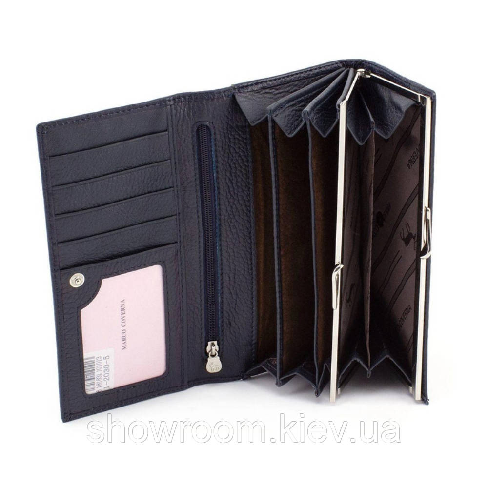 Женский кожаный удобный кошелек Marco Coverna (3020) синий Киев - изображение 3