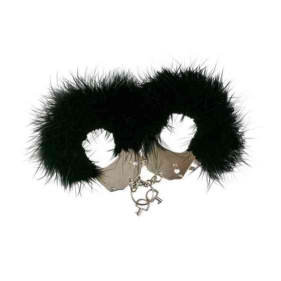 Наручники металлические Adrien Lastic Handcuffs Black с черной пушистой отделкой Sex Aura Киев
