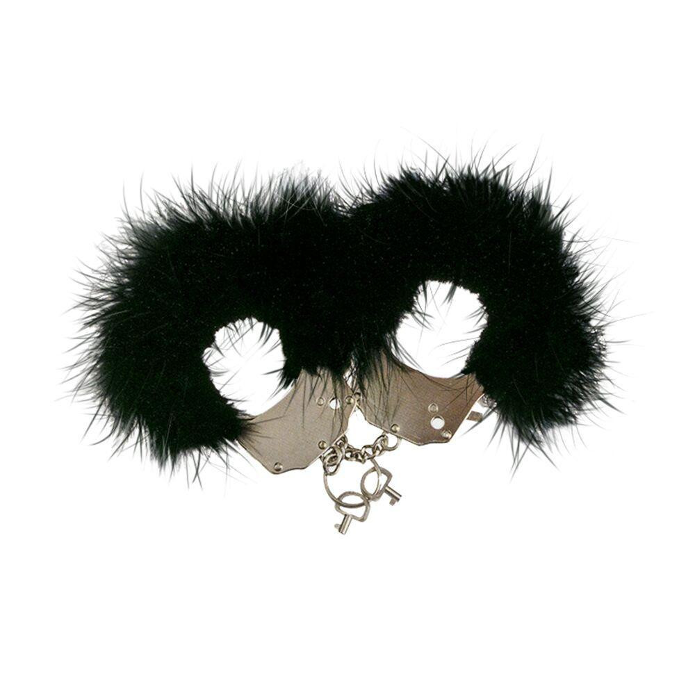 Наручники металлические Adrien Lastic Handcuffs Black с черной пушистой отделкой Sex Aura Киев - изображение 1
