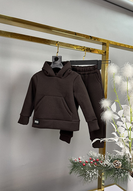 Детский теплый спортивный костюм  3нитка флис 92,98,104,110,116 шоколад Николаев - изображение 1