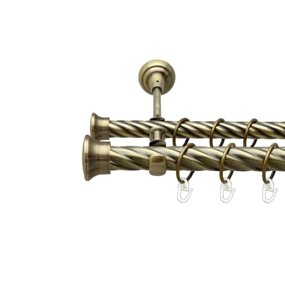 Карниз Orvit Дуо металевий дворядний відкритий скручена труба кільце металеве Антик 25\19 мм 200 см Львов