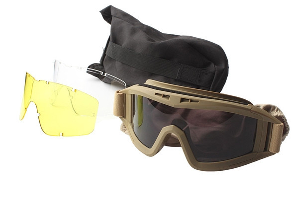 Очки тактические армейские танкист на резинке 3 сменных стекла койот Одесса - изображение 2