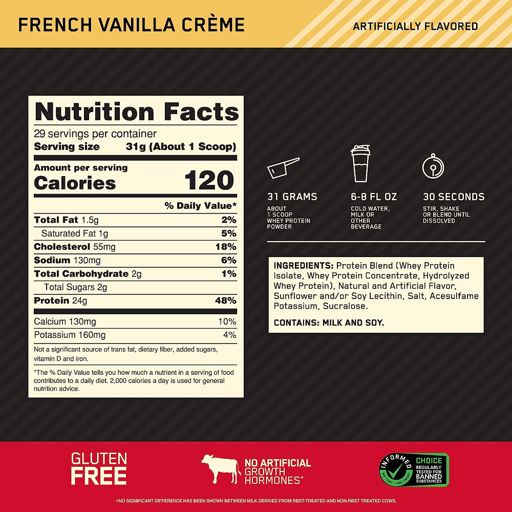 Протеин Optimum Nutrition Gold Standard 100% Whey 908 g (French Vanilla Crème) EU Луцк - изображение 2
