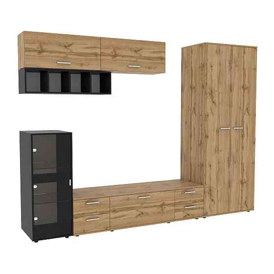 Стенка в гостиную Hugo-1, Дуб Аппалачи/Антрацит, 2860х520х2120 Львов