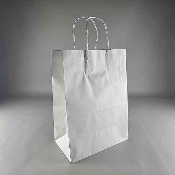 Пакет с ручками бумажный белый 260х150х350, 80г/м2 (25 шт) Харьков