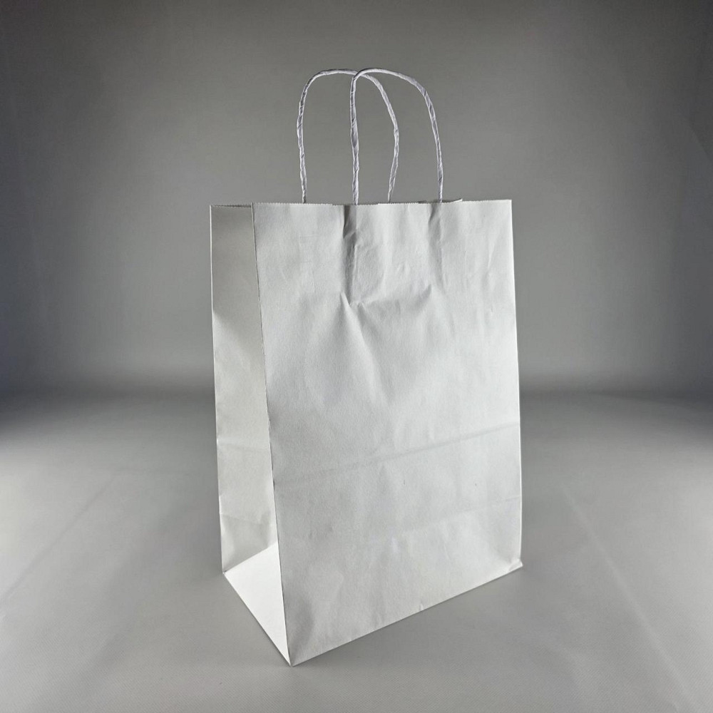 Пакет с ручками бумажный белый 260х150х350, 80г/м2 (25 шт) Харьков - изображение 1