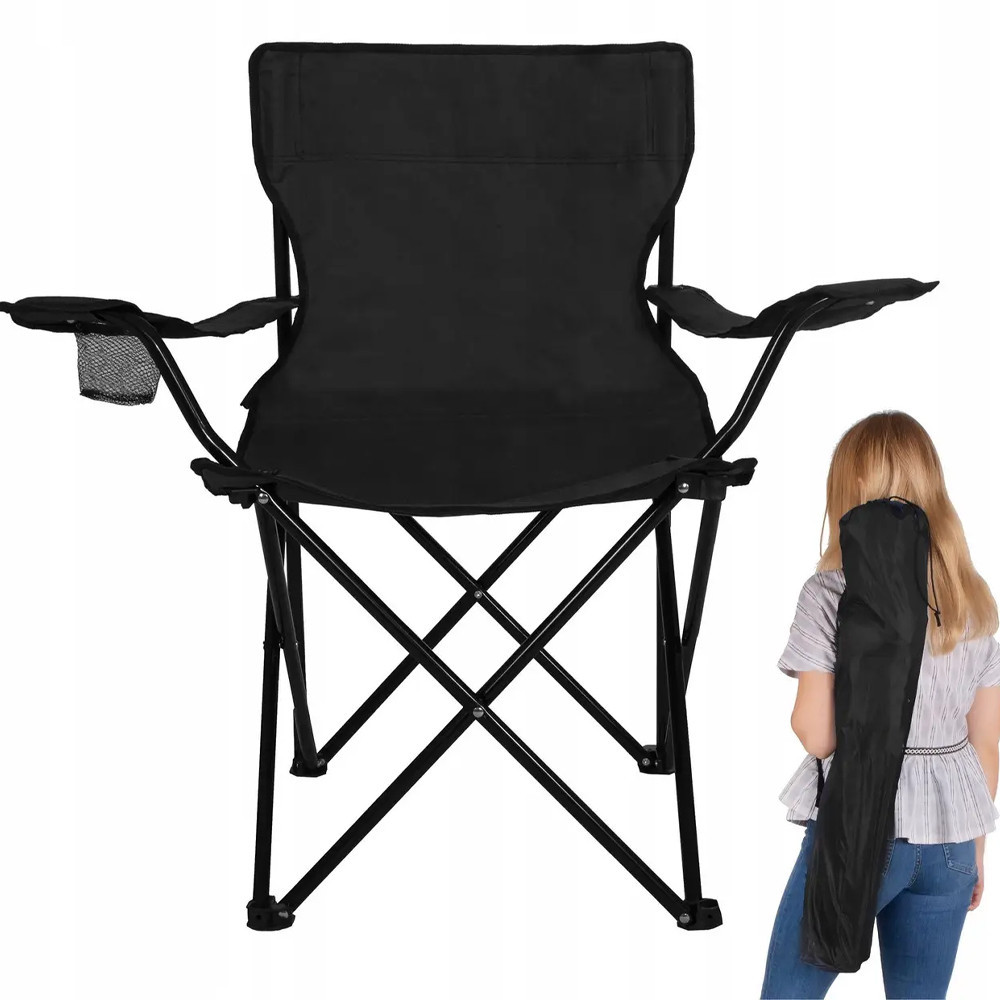 Складное кресло до 100 кг с чехлом,Черное SBR Киев - изображение 3