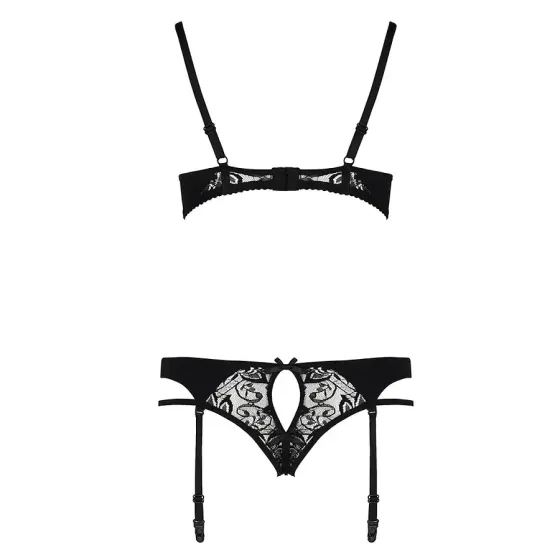 Комплект білизни Passion PAULINE SET S/M, black, стрепи, ліф, стрінги і пояс для панчох Львов