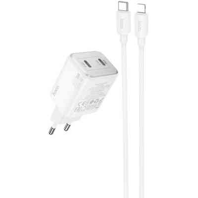 Зарядний пристрій HOCO N42 Elogiado 2xUSB-C PD45W + cable USB-C to Lightning White (6942007617116) Вінниця
