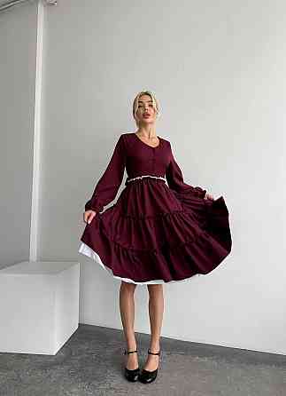 Жіноча базова приталена сукня костюмний креп Бордо Одеса