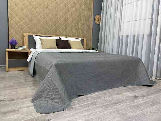 Покривало стьобане Decorator Велюр листя 220х240 см сірий (85-035) Київ