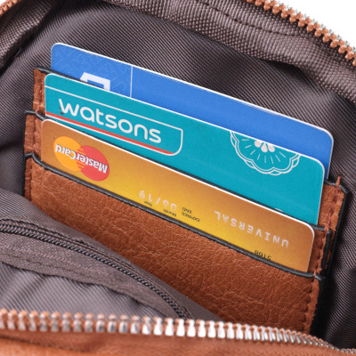 Сумка Vintage Жіноча через плече з екошкіри з акцентом на текстильну лямку Руда (22780) Вінниця - фото 11