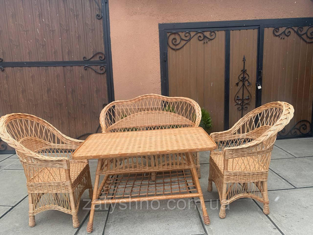 Плетеная мебель с диваном и  большим столом 120*70 Киев - изображение 5